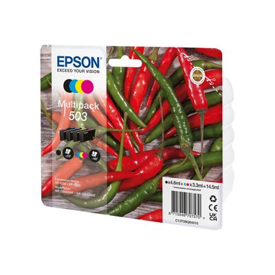 8715946707570-Epson 503 Piments - pack de 4 - noir, jaune, cyan, magenta - cartouche d'encre originale-Angle droit-0