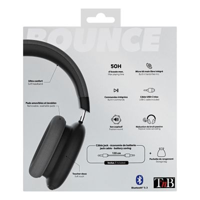 3303170115800-T'nB BOUNCE - Casque sans fil avec micro - isolation acoustique - noir--5