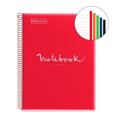 8422593485699-Notebook Emotions, couverture souple, A4 lignes horizontales 7 mm, 120 feuilles de 5 couleurs, Miquelri--1