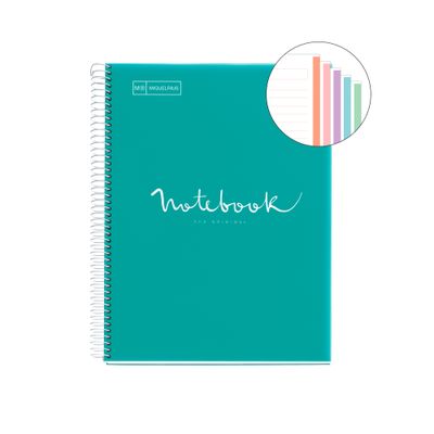 8422593485705-Notebook Emotions, couverture souple, A4 lignes horizontales 7 mm, 120 feuilles de 5 couleurs, Miquelri--1