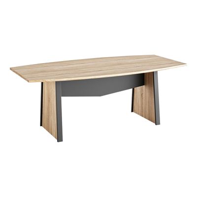 3483600874412-Table de réunion tonneau MAMBO - Chêne Sonoma/noir-Angle gauche-0