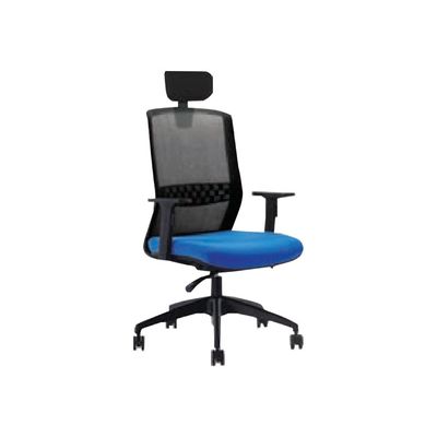 3760185028622-Fauteuil de bureau SCOTT NOIR - Accoudoirs réglables - appuie tête réglable - bleu-Angle gauche-0