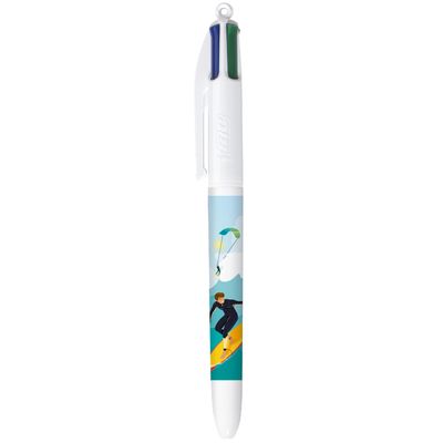 3086123758759-BIC Stylo à Bille 4 Couleurs Original à Pointe Moyenne Rétractable (1,00 mm) - Décors Thématique Sud-Ouest avec 5--4