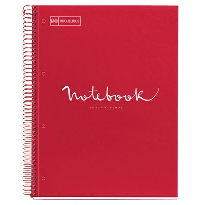 8422593460535-Notebook Emotions, couverture rigide, A4, quadrillage 5x5 mm, 80 feuilles de 1 couleur, Miquelrius, Rou--0