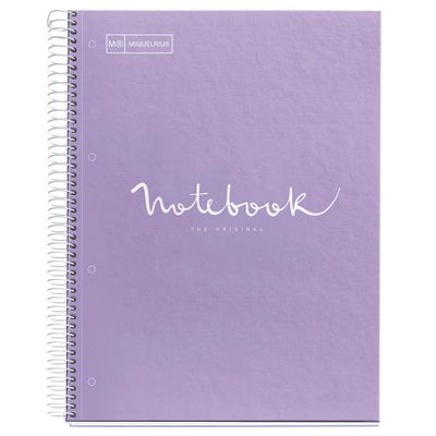 8422593460559-Notebook Emotions, couverture rigide, A4, quadrillage 5x5 mm, 80 feuilles de 1 couleur, Miquelrius, Lav--0