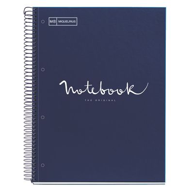 8422593460573-Notebook Emotions couverture souple A4 quadrillage 5x5 mm 80 feuilles de 1 couleur, Miquelrius Bleu mar--0