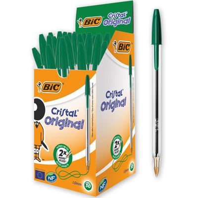 0400793955554-BIC Cristal - 50 Stylos à bille - vert - 1 mm - pointe moyenne--0