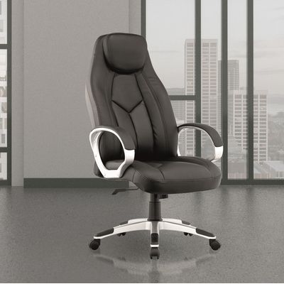 3700339876976-Fauteuil de bureau PILOTE - accoudoirs fixes - appui-tête intégré - noir--1