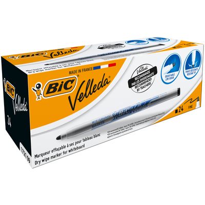 3086121721090-BIC VELLEDA 1721 - Pack de 24 marqueurs effaçables - pointe fine - noir--0