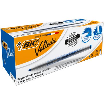 3086121721069-BIC VELLEDA 1721 - Pack de 24 marqueurs effaçables - pointe fine - bleu--0