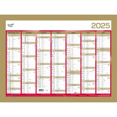 3371017525389-Quo Vadis - Calendrier bancaire 7 mois par face - 40,5 x 55 cm - or--0