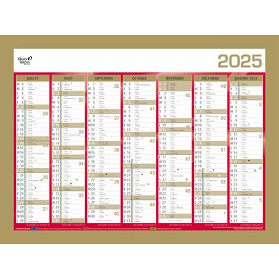 3371017525389-Quo Vadis - Calendrier bancaire 7 mois par face - 40,5 x 55 cm - or--1