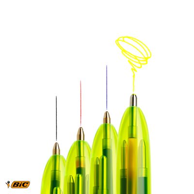 3086123419063-BIC 4 Couleurs Fluo - Stylo à bille 4 couleurs--3