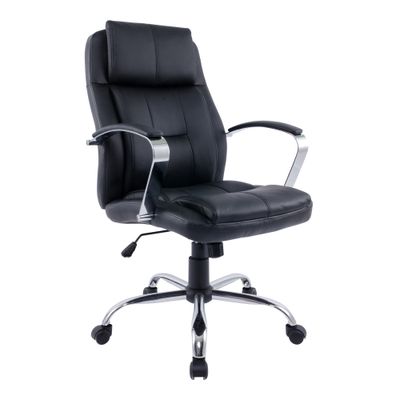 3397701158503-Fauteuil de bureau CHROMO - accoudoirs fixes - appui-tête intégré - noir--1