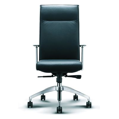 3700339877812-Fauteuil de bureau WILSON - accoudoirs fixes - appui-tête intégré - cuir noir--1