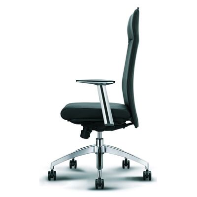 3700339877812-Fauteuil de bureau WILSON - accoudoirs fixes - appui-tête intégré - cuir noir--3