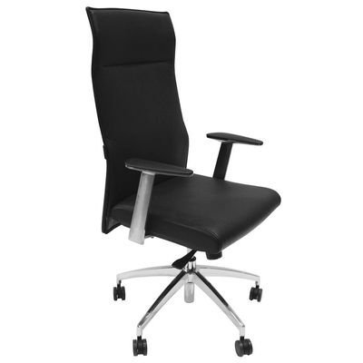 3700339877812-Fauteuil de bureau WILSON - accoudoirs fixes - appui-tête intégré - cuir noir--4