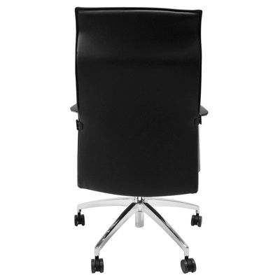 3700339877812-Fauteuil de bureau WILSON - accoudoirs fixes - appui-tête intégré - cuir noir--5