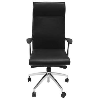 3700339877812-Fauteuil de bureau WILSON - accoudoirs fixes - appui-tête intégré - cuir noir--6