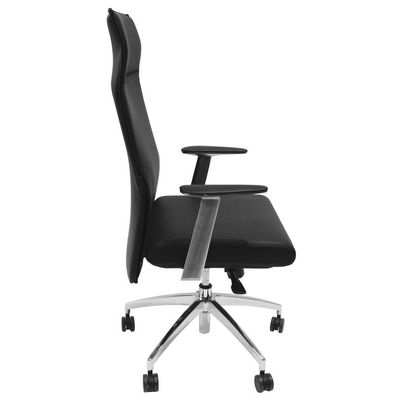 3700339877812-Fauteuil de bureau WILSON - accoudoirs fixes - appui-tête intégré - cuir noir--7