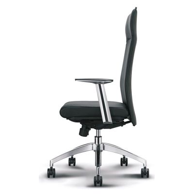 3700339877812-Fauteuil de bureau WILSON - accoudoirs fixes - appui-tête intégré - cuir noir--8