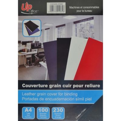 3584770910358-Up Office - 100 couvertures à reliure A4 (21 x 29,7 cm) - carton grain cuir  230 g/m² - noir--0