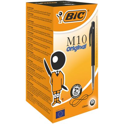 3086123233867-BIC M10 Clic - 50 Stylos à bille - noir - 1 mm - rétractable--0