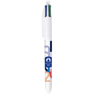 3086123730694-BIC 4 Couleurs JO Paris 2024 - Stylos-Billes Rétractables Pointe moyenne (1,0 mm) - 8 décors assortis--1