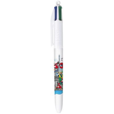 3086123730694-BIC 4 Couleurs JO Paris 2024 - Stylos-Billes Rétractables Pointe moyenne (1,0 mm) - 8 décors assortis--2