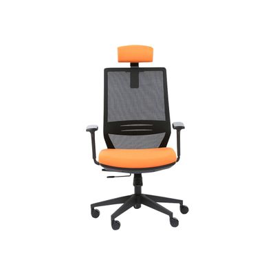 3701338801280-Fauteuil de bureau TECSY - accoudoirs - noir/orange-Avant-0