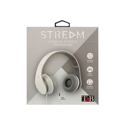 3303170088135-T'nB STREAM - Casque filaire prise jack 3,5mm - blanc-Avant-2