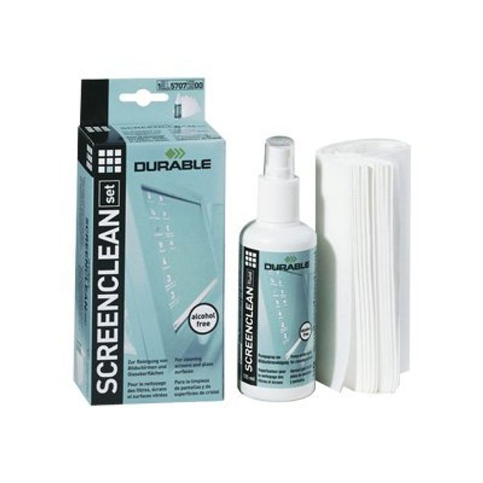 4005546501017-Durable Screenclean set - kit de nettoyage (spray 125 ml + 20 ligettes absorbantes) pou-Image du produit-0