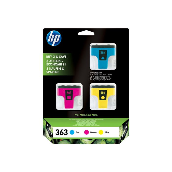 0400791306129-HP 363 - Pack de 3 - 3 couleurs - cartouche d'encre originale (CB333EE)-Avant-0