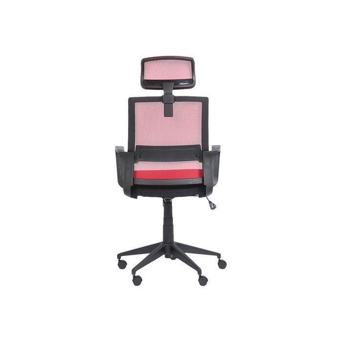 3760185020879-Fauteuil de bureau LIBERTY 02 - accoudoirs fixes - appui-tête réglable - noir et rouge-Arrière-3