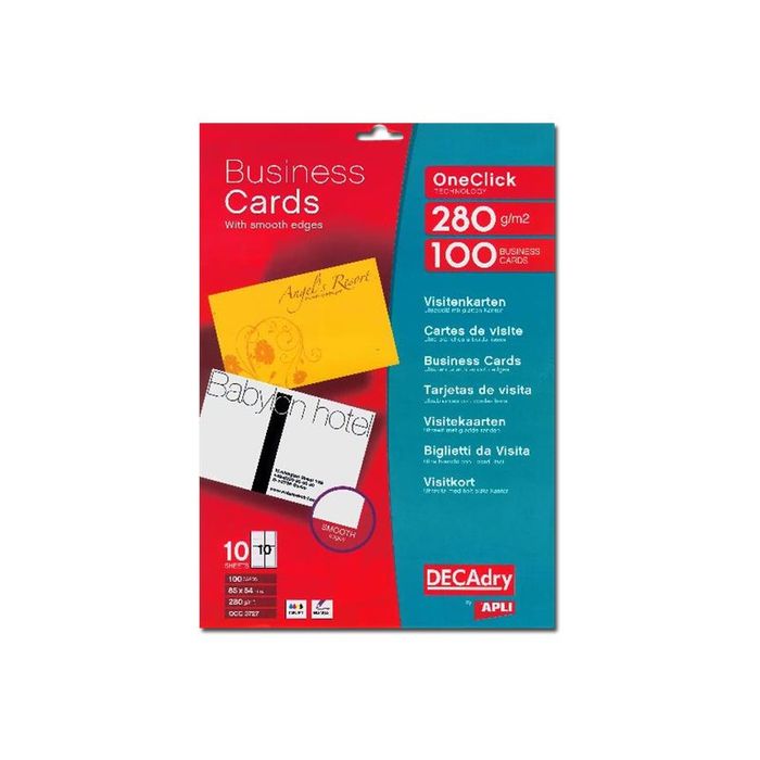 5413493180121-Apli DECAdry - Papier pour 100 cartes de visite 85 x 54 mm - 280 g/m² - 10 feuilles-Avant-1