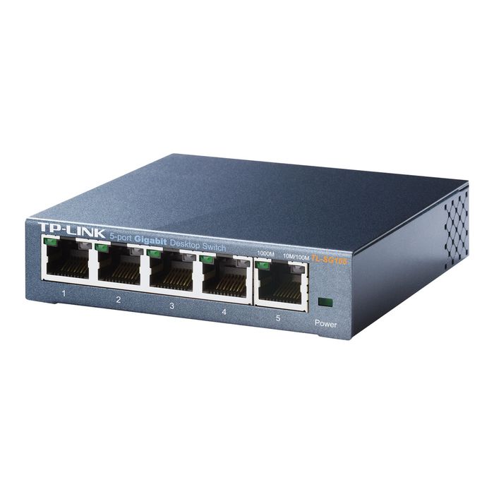 6935364021146-TP-Link TL-SG105  - Switch de bureau 5 ports Gigabit - Boîtier métal-Angle droit-0