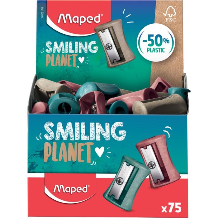 3154140630218-Maped Smiling Planet - Taille-crayons Vivo - 1 trou - bois--0