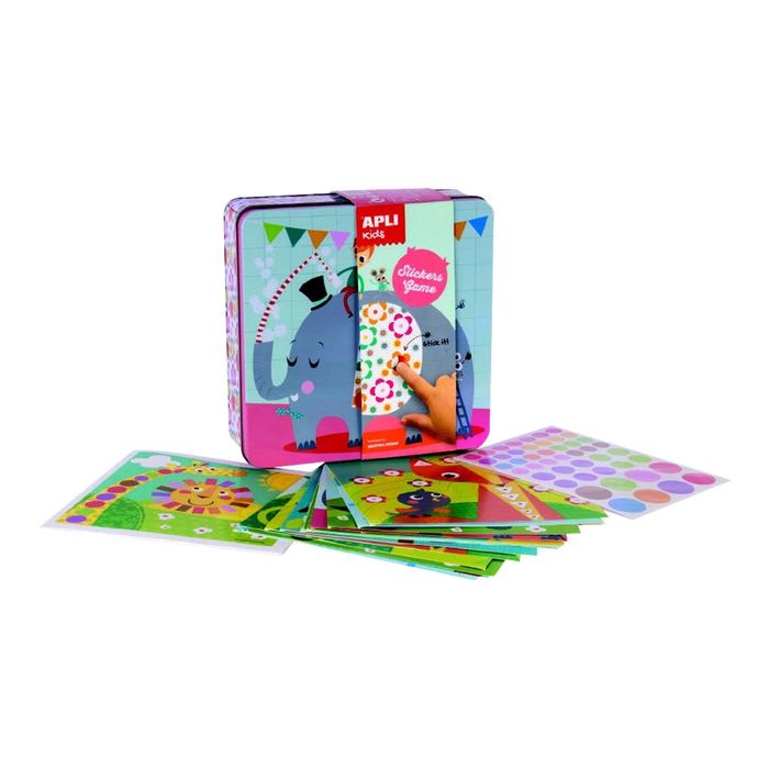 8410782145349-Apli Kids - Boîte métallique jeu de gommettes - éléphant-Avant-0