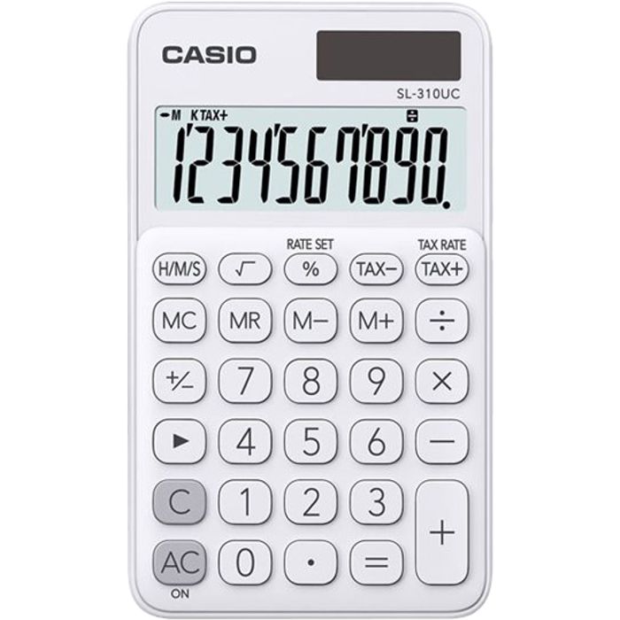 4549526612886-Calculatrice de poche Casio SL-310UC - 10 chiffres - alimentation batterie et solaire - blanc--0