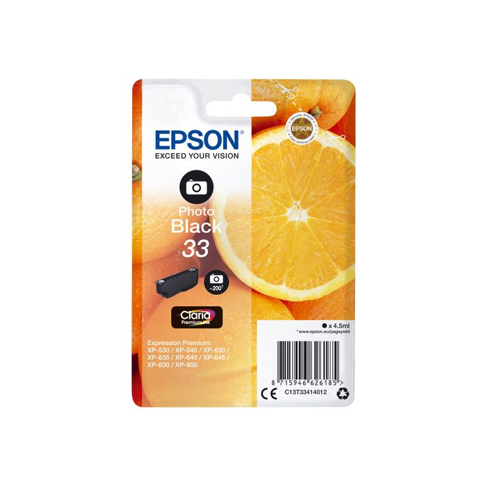 8715946600499-Epson 33 Oranges - noir photo - cartouche d'encre originale-Avant-0