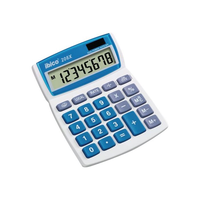 13465410147-Calculatrice de bureau Ibico 208X - 8 chiffres - alimentation batterie et solaire-Angle gauche-0