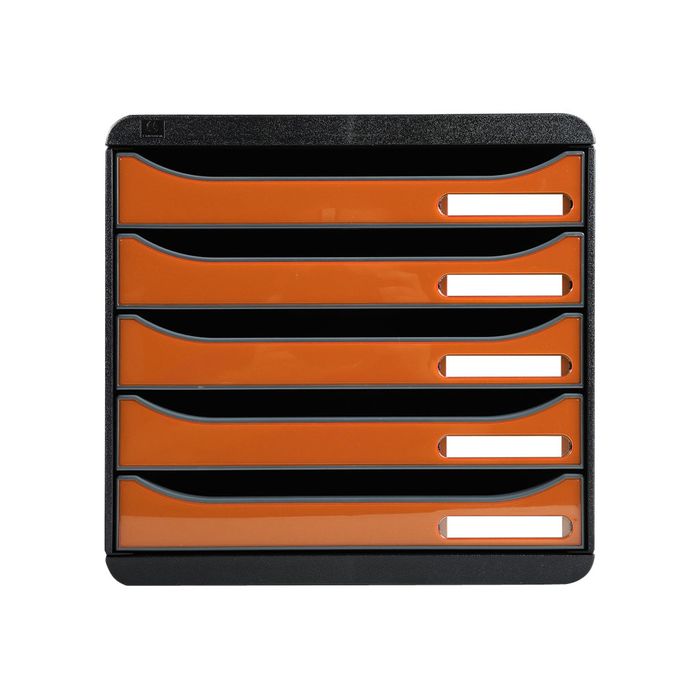 9002493423619-Exacompta BigBox Plus - Module de classement 5 tiroirs - noir/orange-Avant-0