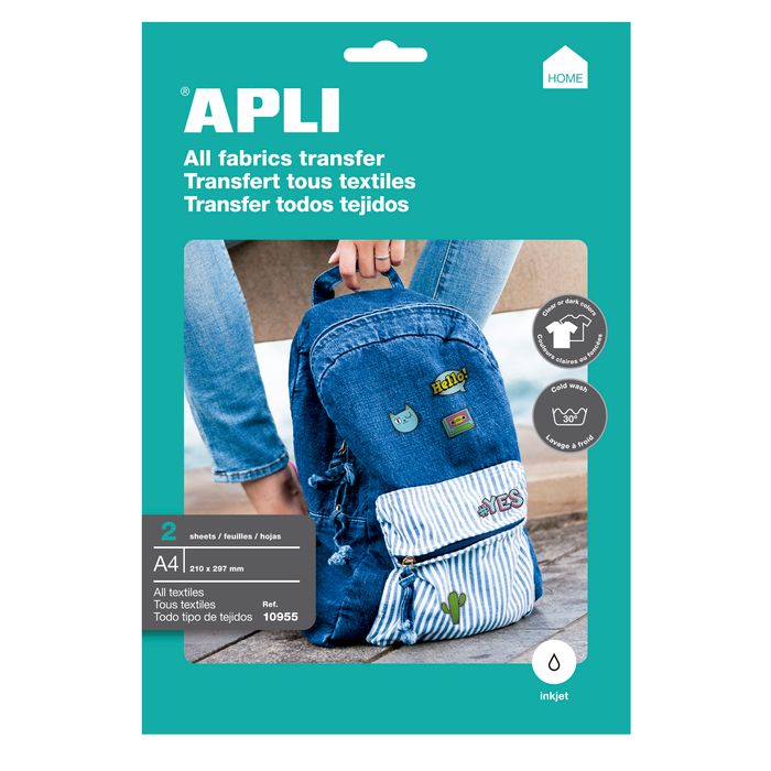 8410782109556-Apli - Papier transfert tous textiles 2 feuilles A4 - Réf. 10955--0