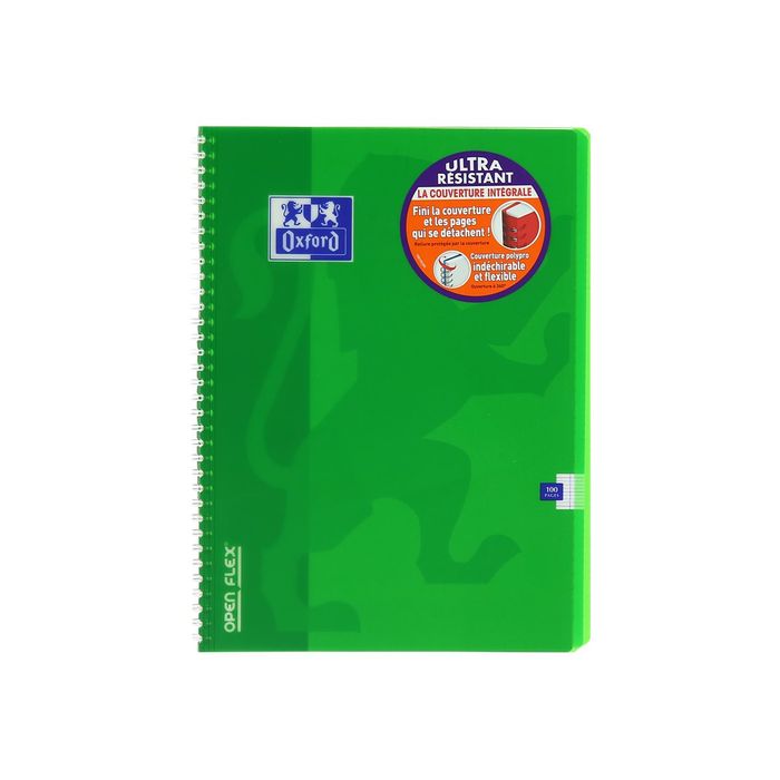 3020120018867-Oxford Openflex - Cahier polypro à spirale A4 (21x29,7 cm) - 100 pages - grands carreaux (Seyes) - disponible dans-Avant-4