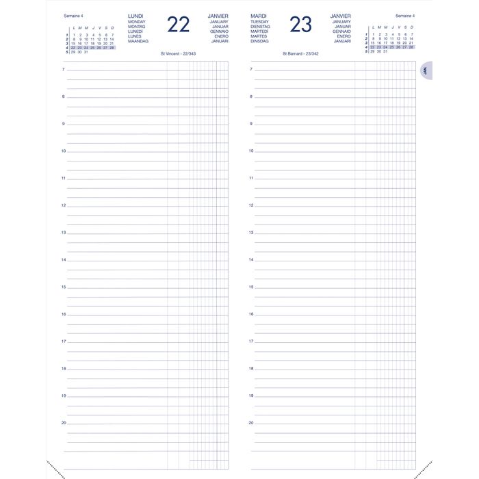 3147281102065-Lecas Long Euro Centimes - Agenda 1 jour par page - 14 x 35 cm - disponible dans différentes couleurs--5