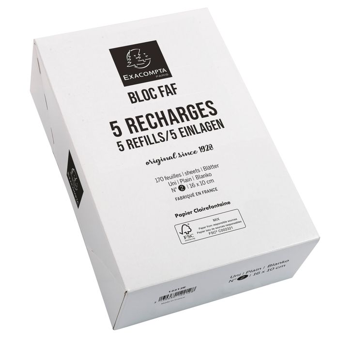 3130630122128-Exacompta L'Esprit Paris FAF N°2 - 5 Recharges pour bloc FAF - 16 x 10 cm - uni--1