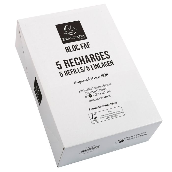 3130630122135-Exacompta L'Esprit Paris FAF N°3 - 5 Recharges pour bloc FAF - 18,5 x 11,5 cm - uni--1