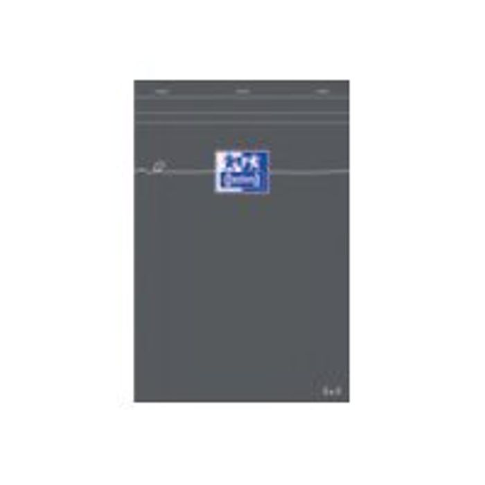 3020120815220-Oxford - Pack de 5 Blocs notes - A5 - 160 pages - petits carreaux - gris-Avant-0