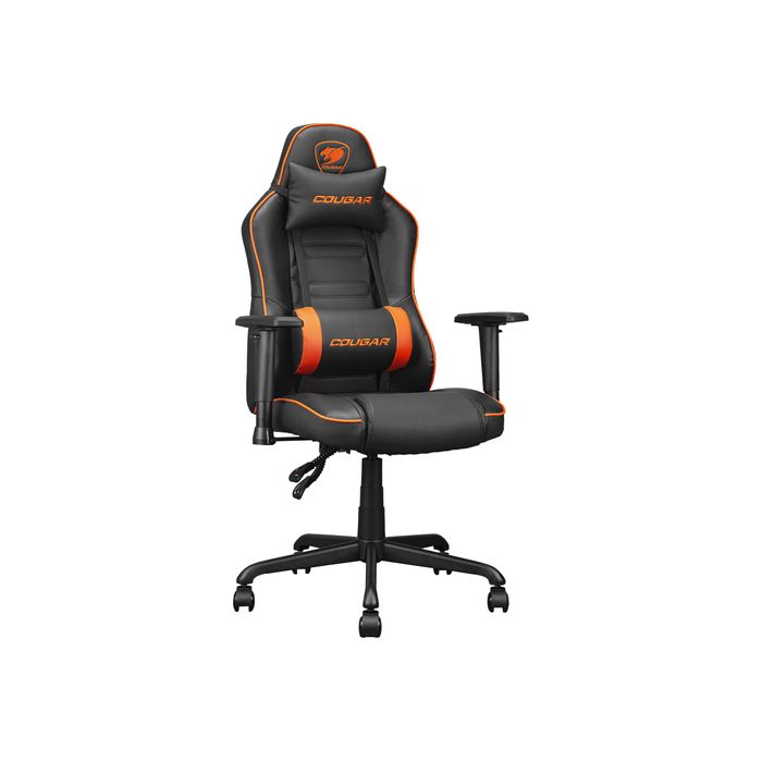 4710483775161-Fauteuil gamer FUSION S - accoudoirs réglables - appui-tête intégré - noir/orange-Angle gauche-2