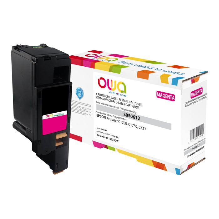 3112539618216-Cartouche laser compatible Epson S050612 - magenta - Owa K15633OW-Angle gauche-0